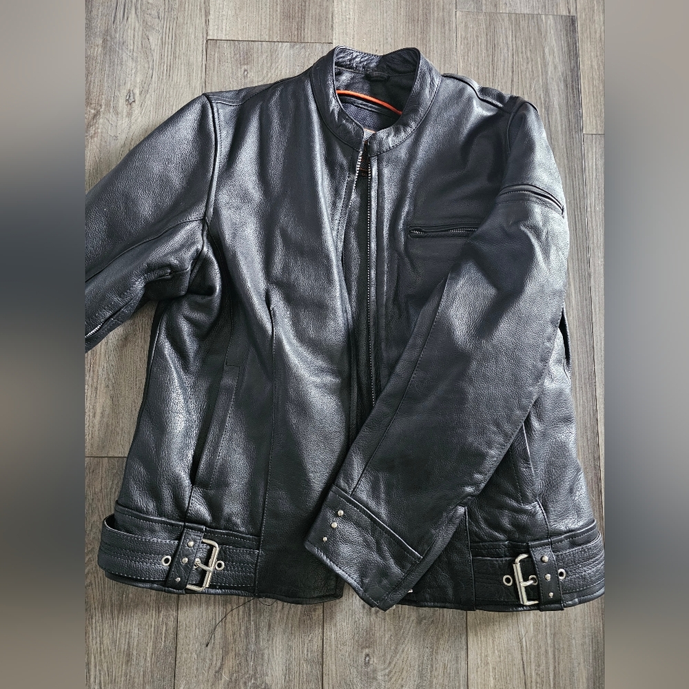 Unik Select Black Leather Motorcyle Jacket Women's 2XL